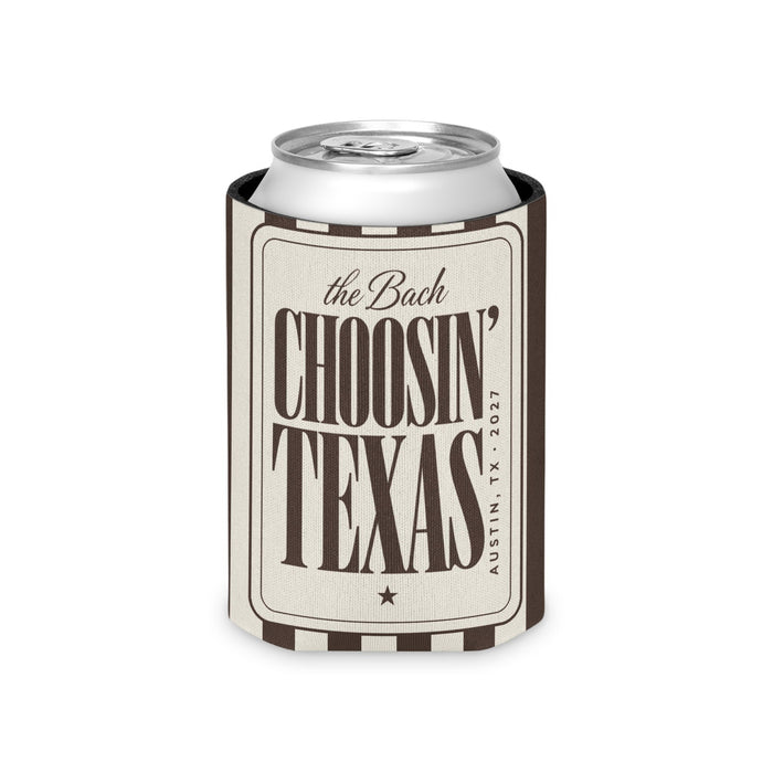 Choosin' Texas striped can cooler, Espresso