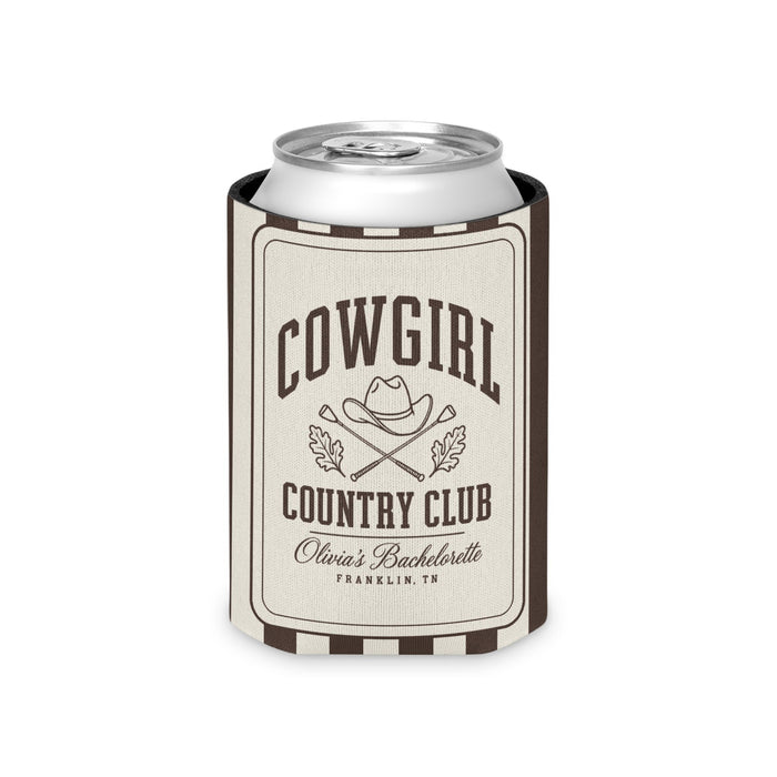 Cowgirl Country Club striped can cooler, Espresso