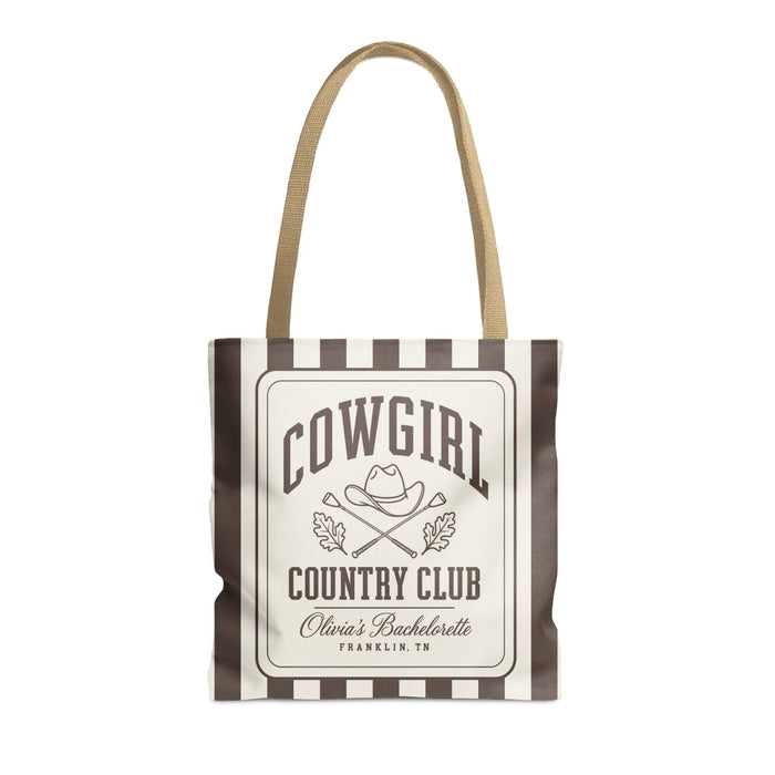 Cowgirl Country Club striped tote bag, Espresso