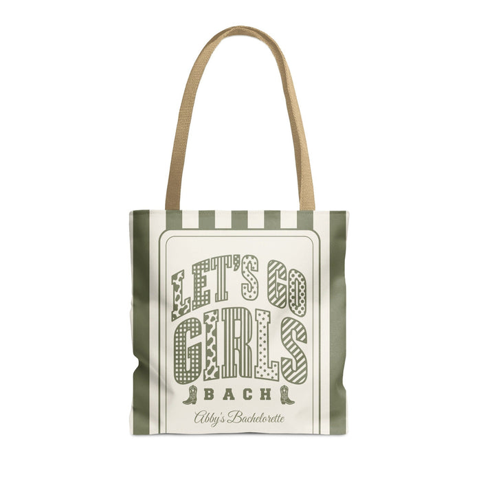 Let's Go Girls striped tote bag, Moss