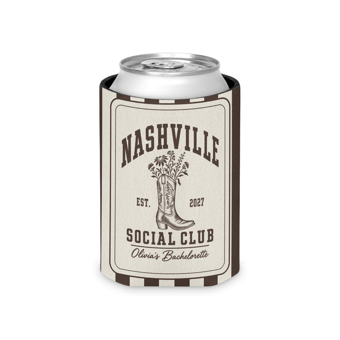 Nashville Social Club striped can cooler, Espresso