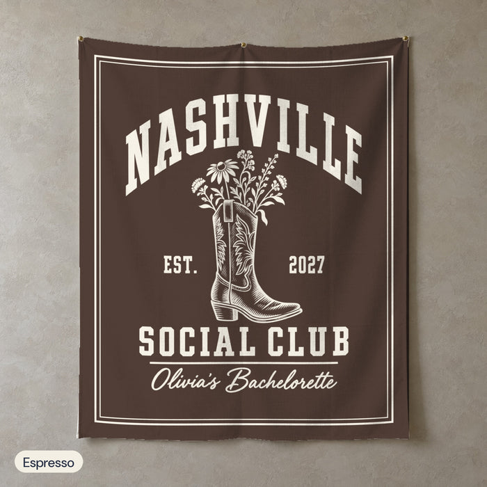 Nashville Social Club solid wall tapestry, Espresso