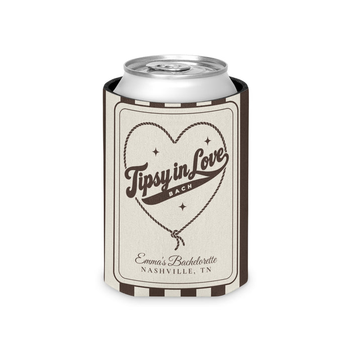 Tipsy In Love striped can cooler, Espresso