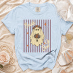 Light blue t-shirt with "Bride of Boo" ghost graphic and floral wreath.