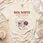 T-shirt with "Red, White & I Do" and "Willow's Bachelorette" text.