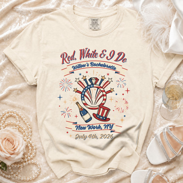 Red, White & I Do Bachelorette T-Shirt in Ivory