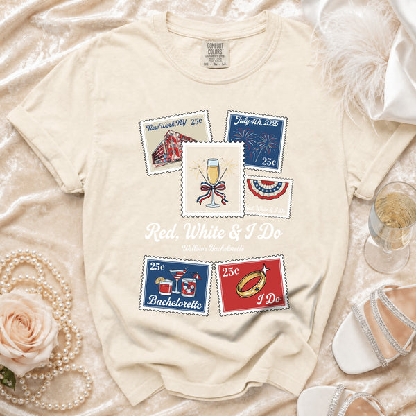Festive American Stamps T-shirt in Ivory