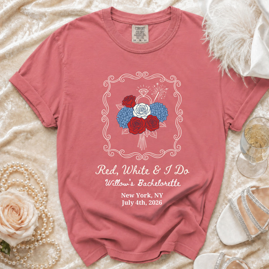 Red, White & I Do Willow's Bachelorette NY July 4th, 2026 t-shirt.