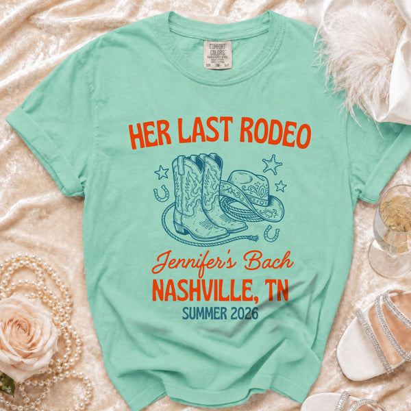 Her Last Rodeo Nashville Bachelorette T-Shirt in Island Reef