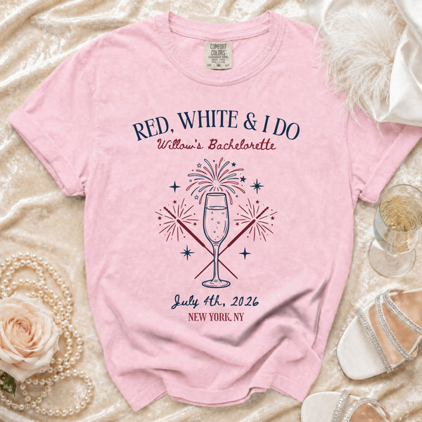Red White & I Do Bachelorette T-shirt in Blossom