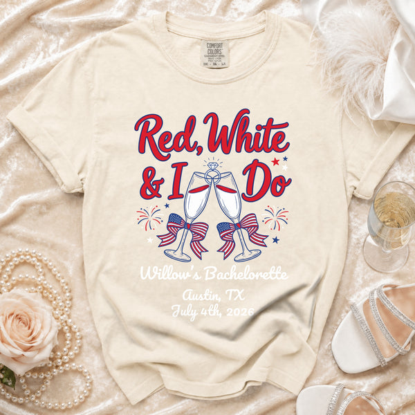 Red, White & I Do T-Shirt in Ivory