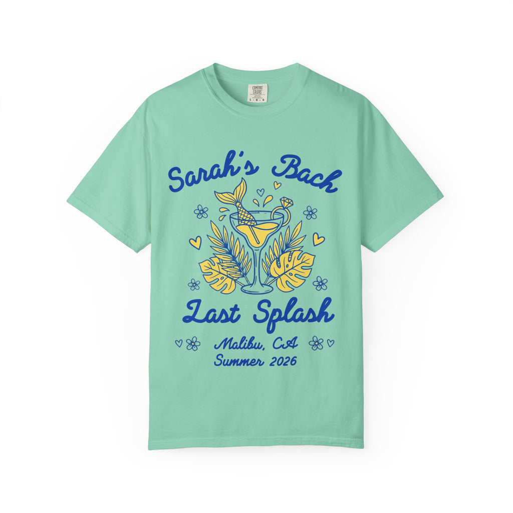 Sarah's Bach Last Splash Malibu CA Summer 2026 graphic tee.