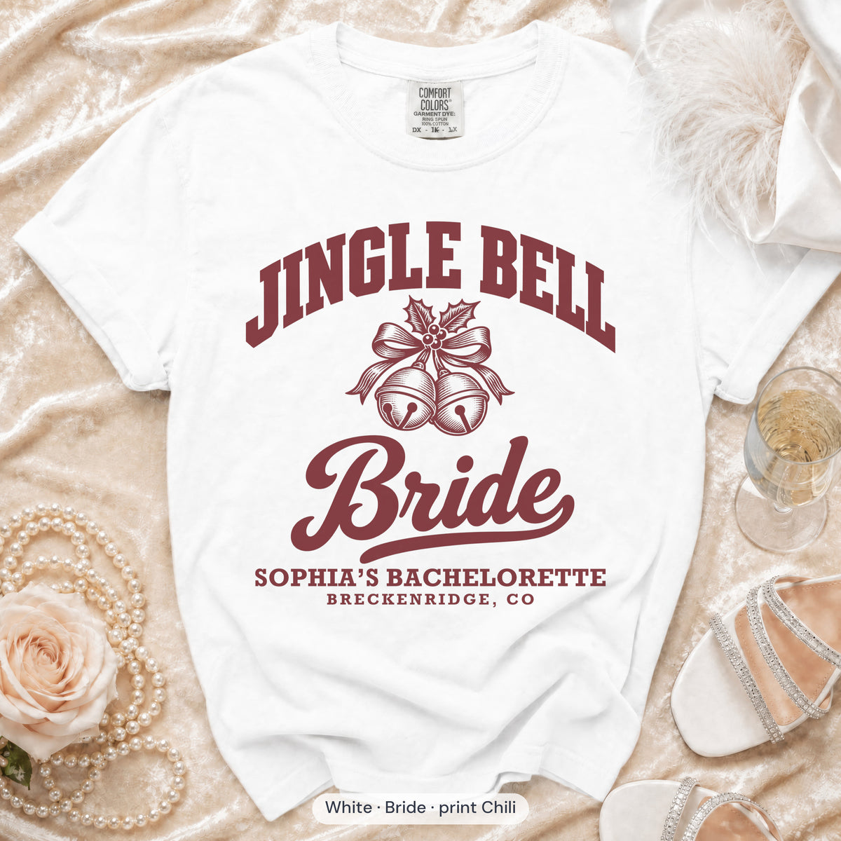 White Jingle Bell Bride & All The Jingle Ladies bride t-shirt