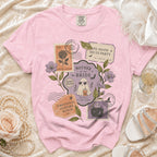 Pink t-shirt with "Mother of the Bride" and Halloween-themed graphics.