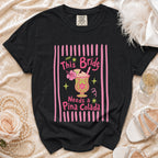 Black t-shirt with "This Bride Needs a Piña Colada" graphic and cocktail.