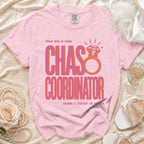 Pink t-shirt with "Proud Maid of Honor," "Chaos Coordinator," and "Holding it Together for the Bride" text.