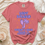 Pink t-shirt with "Last Splash Malibu, CA Summer 2026" text and palm tree graphic.