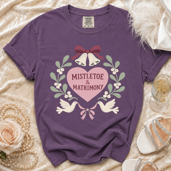 Mistletoe Matrimony T-shirt in Grape