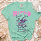 Mint green t-shirt with "HER LAST RODEO Jennifer's Bach Nashville, TN Summer 2026".
