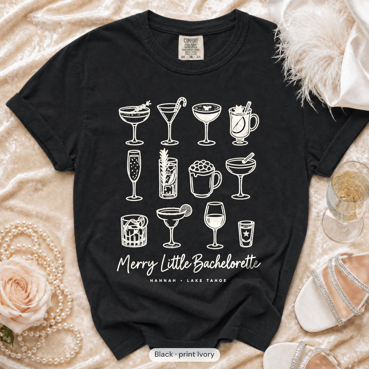 Black Merry Little Bride & Merry Little bachelorette crew t-shirt