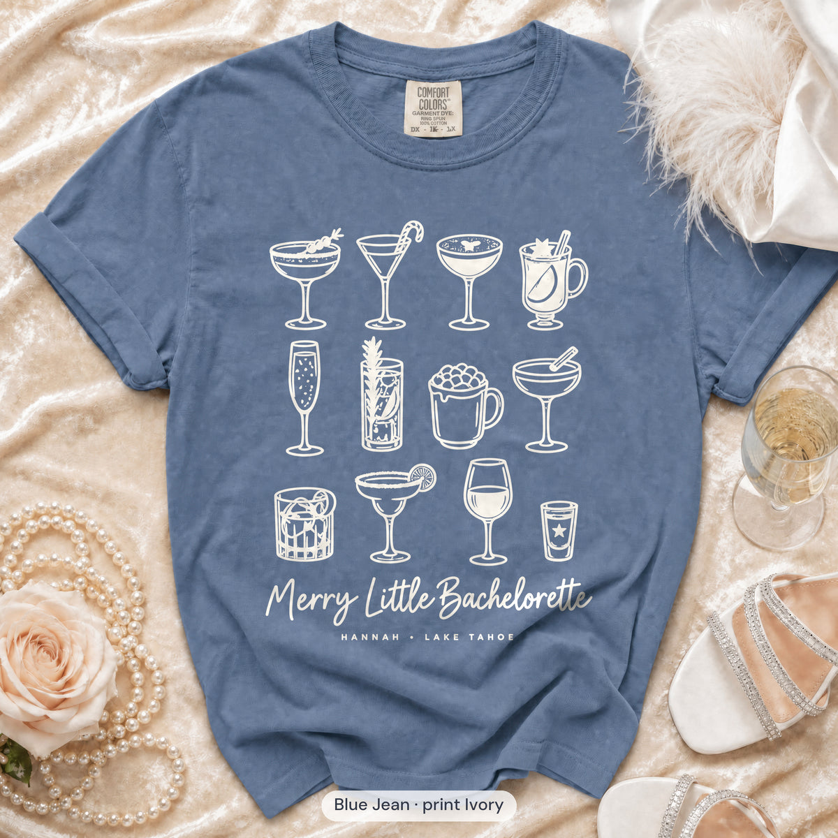 Blue Jean Merry Little Bride & Merry Little bachelorette crew t-shirt