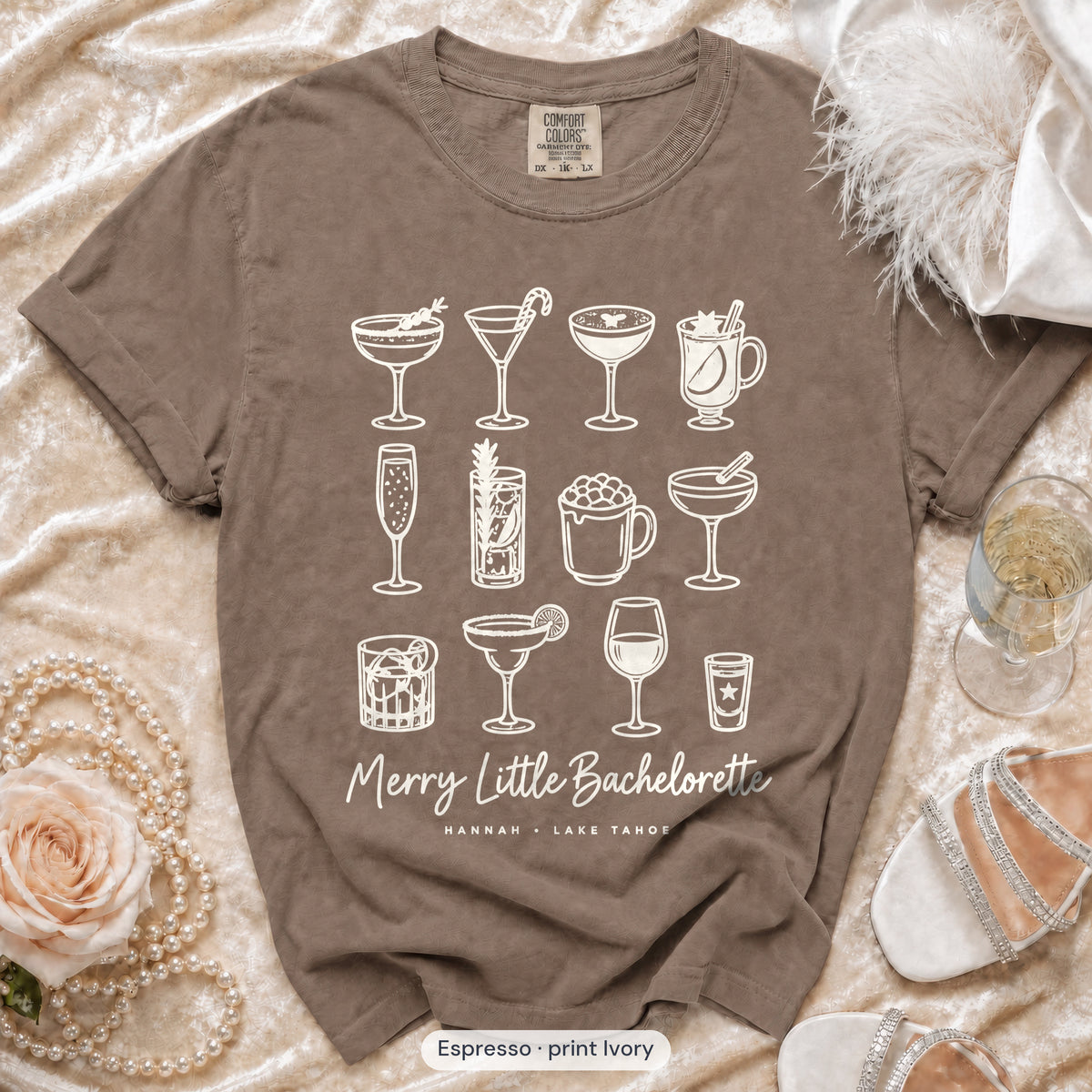 Espresso Merry Little Bride & Merry Little bachelorette crew t-shirt