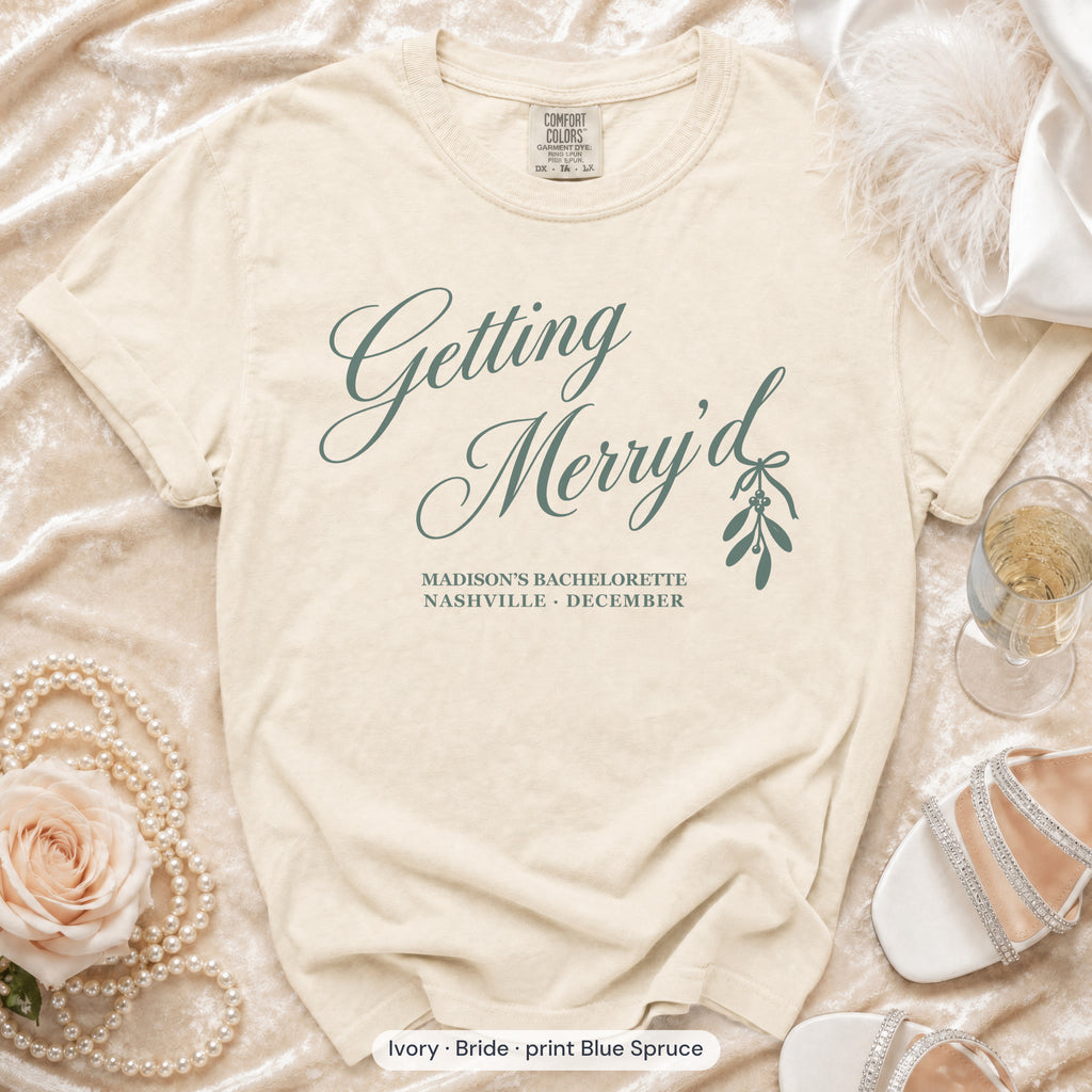 Ivory Getting Merry'd & Getting Merry bride t-shirt