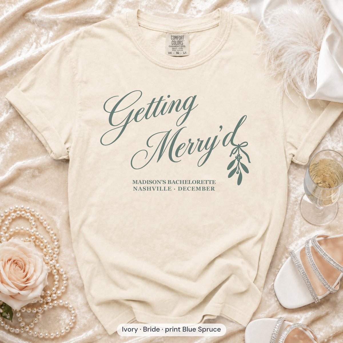 Ivory Getting Merry'd & Getting Merry bride t-shirt