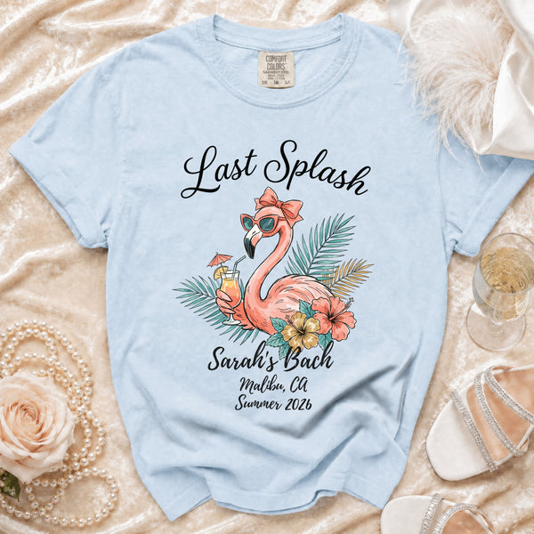 Last Splash Tropical Flamingo T-Shirt in Chambray