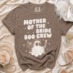 T-shirt with "Mother of the Bride Boo Crew" text and a ghost graphic.