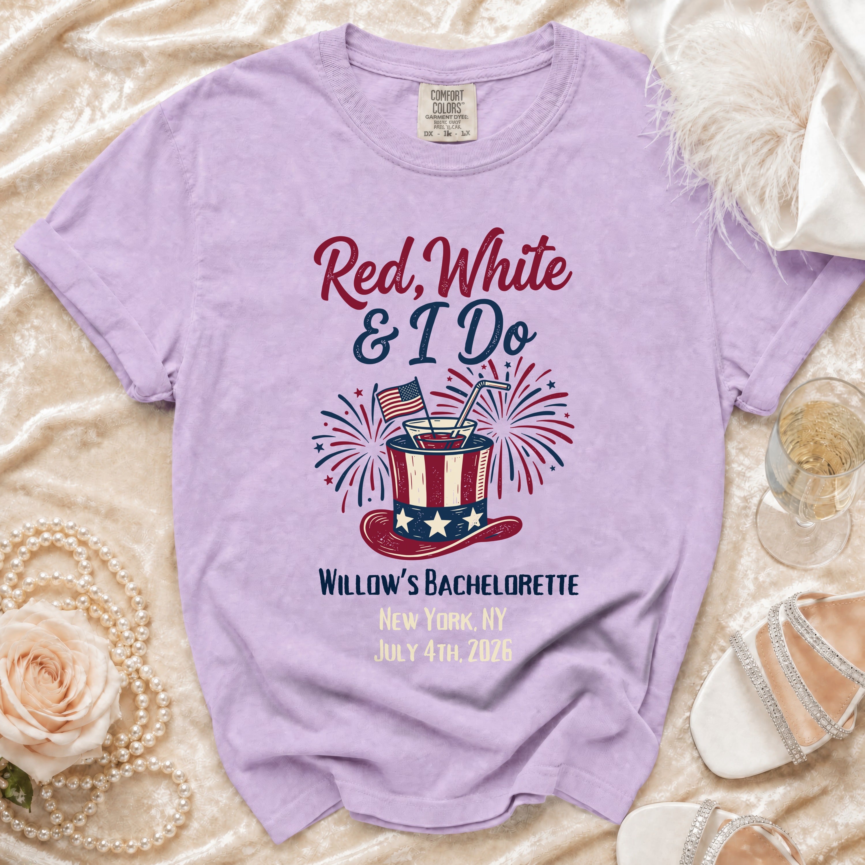 Red, White & I Do Willow's Bachelorette July 4th, 2026 t-shirt.