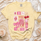 Yellow t-shirt with "Olivia's Bach" and "Reckless in Texas" graphic.