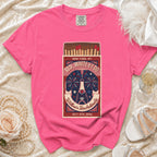 Pink t-shirt with Red, White & I Do bachelorette graphic.