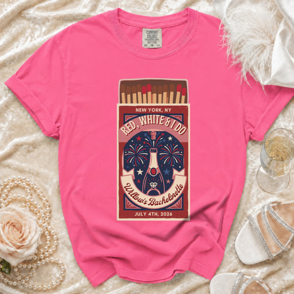 Red, White & I Do Bachelorette T-Shirt in Crunchberry