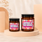 Two candles with "Mother of the Groom! Thank You for Everything" text and floral design.