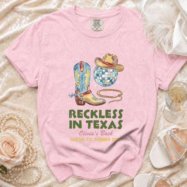Reckless Disco Texas Bachelorette T-shirt in Blossom
