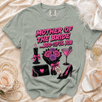 Green t-shirt with "Mother of the Bride... Boo-tiful Job" and spooky icons.