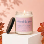 Scented candle for the mother of the groom with definition label.