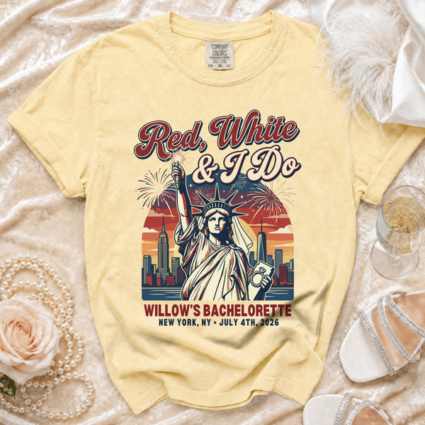 Patriotic Bride 'Red, White & I Do' T-Shirt in Butter