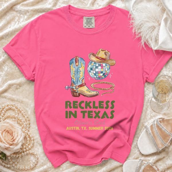 Reckless Disco Texas Bachelorette T-shirt in Crunchberry