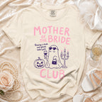 Cream t-shirt with "Mother of the Bride Club" and ghost graphic.