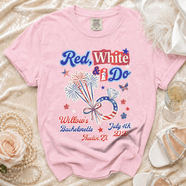 Red, White & I Do Bachelorette T-Shirt in Blossom