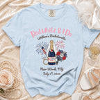 Light blue t-shirt with "Red, White & I Do" bachelorette design for Willow in New York.