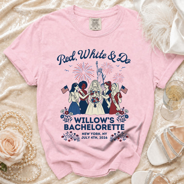 Red, White & Do Bachelorette T-Shirt in Blossom