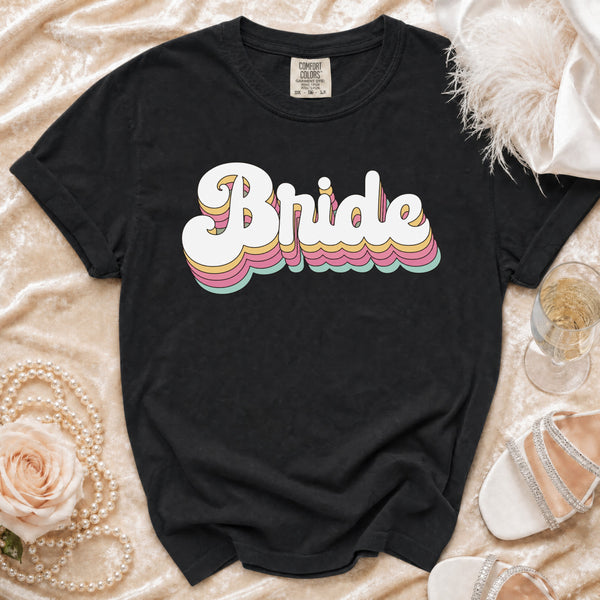 Retro Wavy Bride T-Shirt in Black