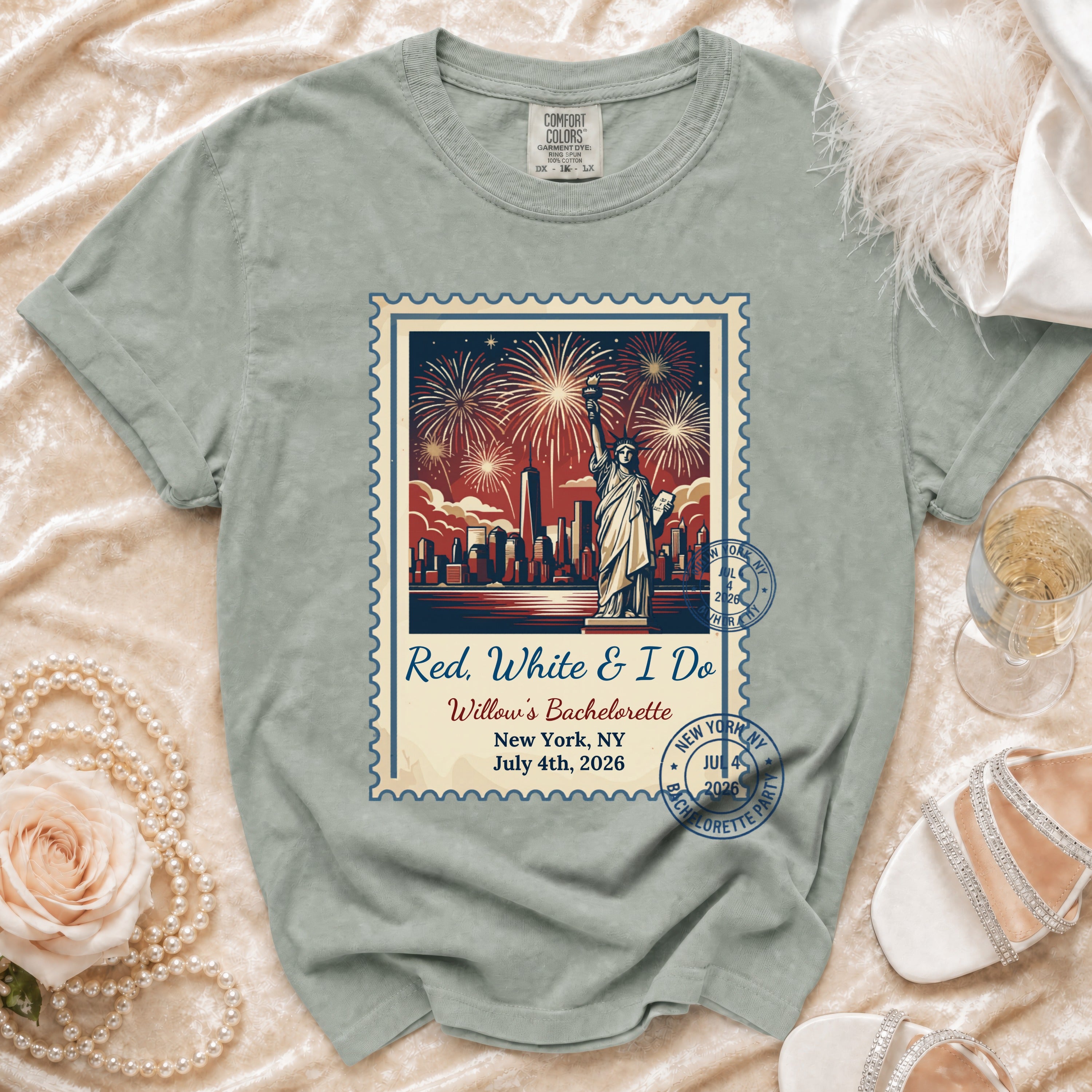 Red, White & I Do Willow's Bachelorette New York July 4th, 2026 t-shirt.