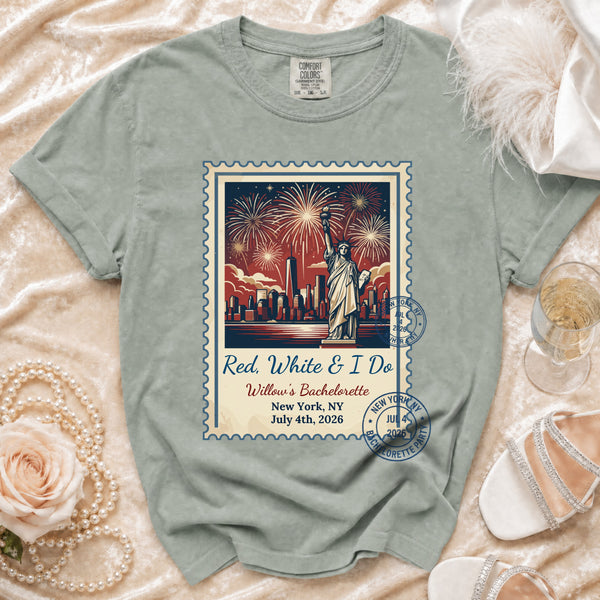 Red, White & I Do NYC Bachelorette T-Shirt in Bay
