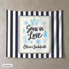 Snow In Love personalized wall tapestry, True Navy stripes