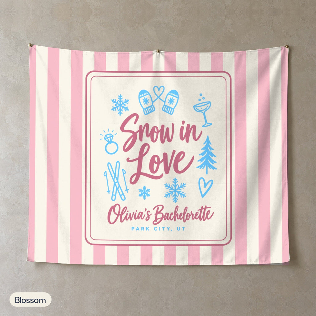 Snow In Love personalized wall tapestry, Blossom stripes