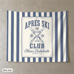Apres Ski Club personalized wall tapestry, Blue Jean stripes